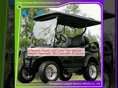 4 คนรถกอล์ฟไฟฟ้า ฟรีการบํารุงรักษา แบตเตอรี่ทํางาน 48v เครื่องควบคุม AC มอเตอร์