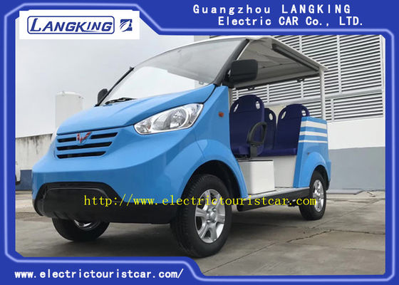 ยานพาหนะท่องเที่ยวไฟฟ้าแบตเตอรี่ขับเคลื่อนสีน้ำเงิน 8 ที่นั่งพร้อมภายนอกที่มีสไตล์