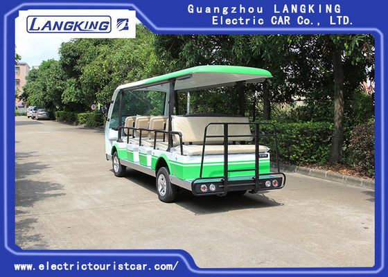 รถรับส่งไฟฟ้าสีเขียว / ขาว / 7.5KM มอเตอร์ 72V 14 ที่นั่งรถกอล์ฟไฟฟ้าสำหรับจอด