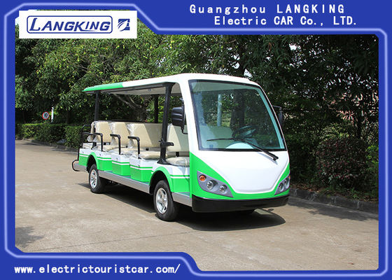 รถรับส่งไฟฟ้าสีเขียว / ขาว / 7.5KM มอเตอร์ 72V 14 ที่นั่งรถกอล์ฟไฟฟ้าสำหรับจอด