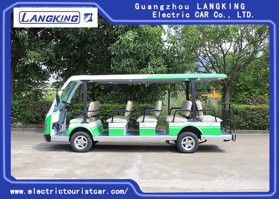 รถรับส่งไฟฟ้าสีเขียว / ขาว / 7.5KM มอเตอร์ 72V 14 ที่นั่งรถกอล์ฟไฟฟ้าสำหรับจอด
