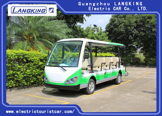 รถรับส่งไฟฟ้าสีเขียว / ขาว / 7.5KM มอเตอร์ 72V 14 ที่นั่งรถกอล์ฟไฟฟ้าสำหรับจอด