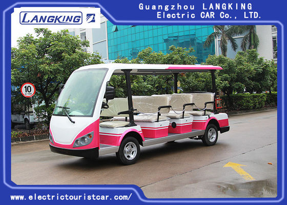 สีแดง / ขาว 11 ผู้โดยสาร 72V 7.5KW รถทัวร์ไฟฟ้าสำหรับชุมชนที่อยู่อาศัย