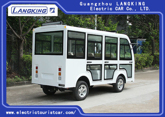 5KW สิ่งอำนวยความสะดวกผู้โดยสารเคบินไฟฟ้าท่องเที่ยว Buggy 8 ที่นั่งสีขาว