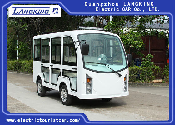5KW สิ่งอำนวยความสะดวกผู้โดยสารเคบินไฟฟ้าท่องเที่ยว Buggy 8 ที่นั่งสีขาว