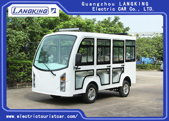 5KW สิ่งอำนวยความสะดวกผู้โดยสารเคบินไฟฟ้าท่องเที่ยว Buggy 8 ที่นั่งสีขาว